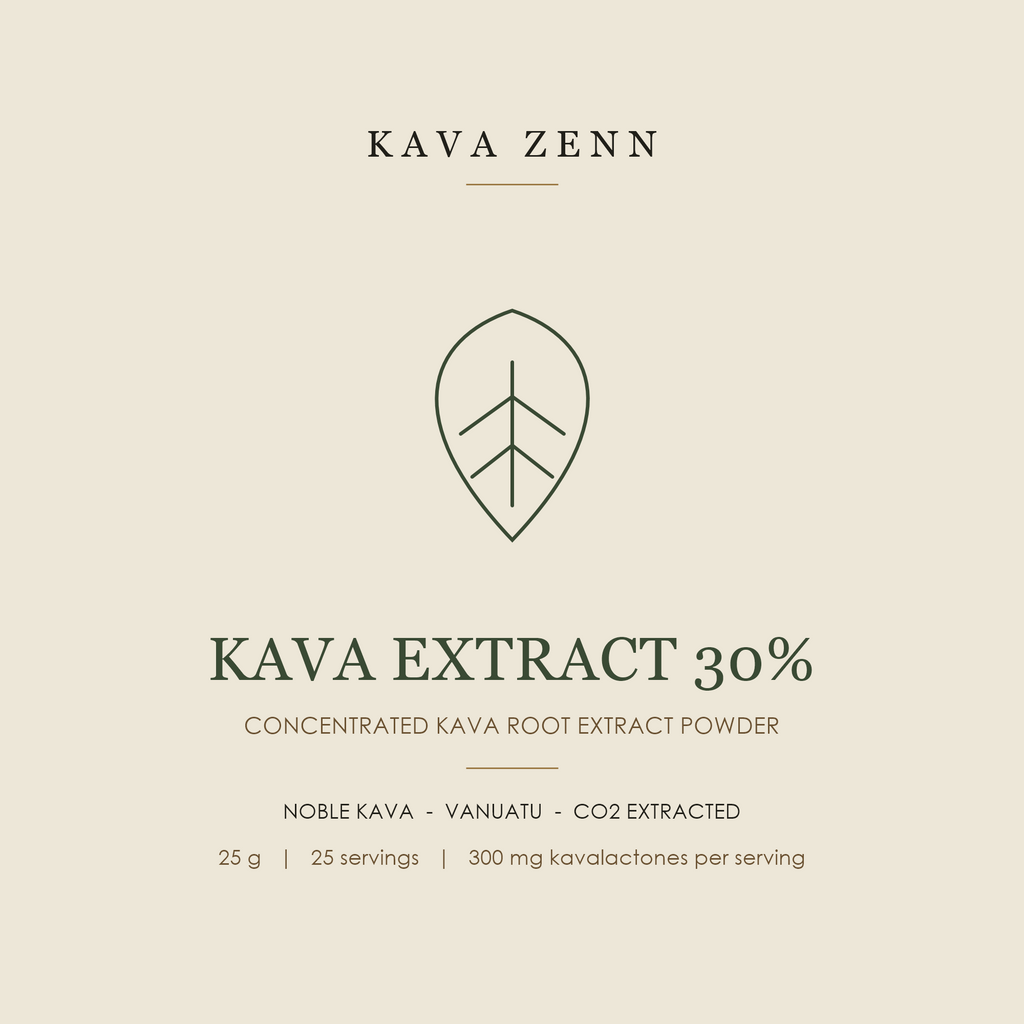 KAVA ZENN — KAVA EXTRACT 30%, concentrated kava root extract powder, 25 g, 25 servings, 300 mg kavalactones per serving
