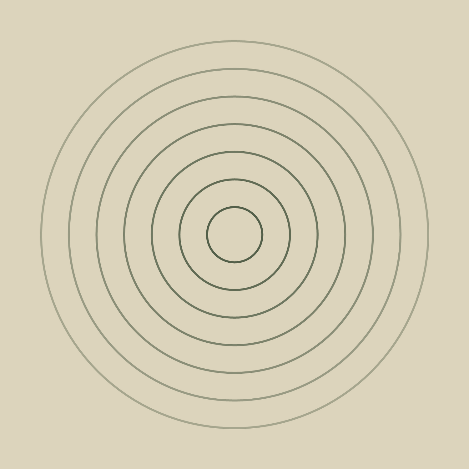 Concentric ripples in green on a sage background