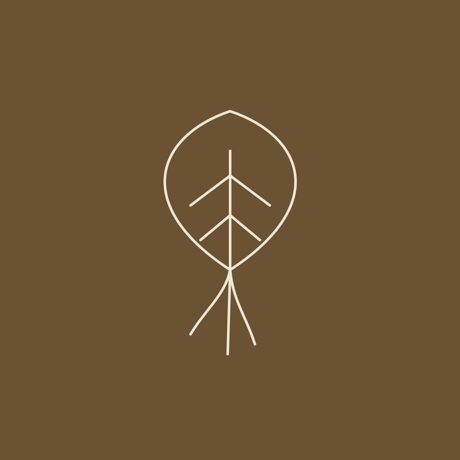 Kava leaf and root line drawing on kraft brown